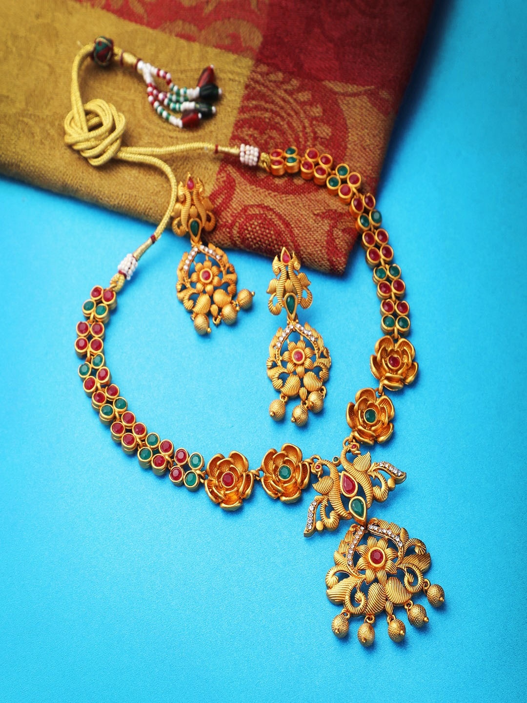 

Adwitiya Collection 24CT Gold-Plated Stone-Studded Jewellery Set