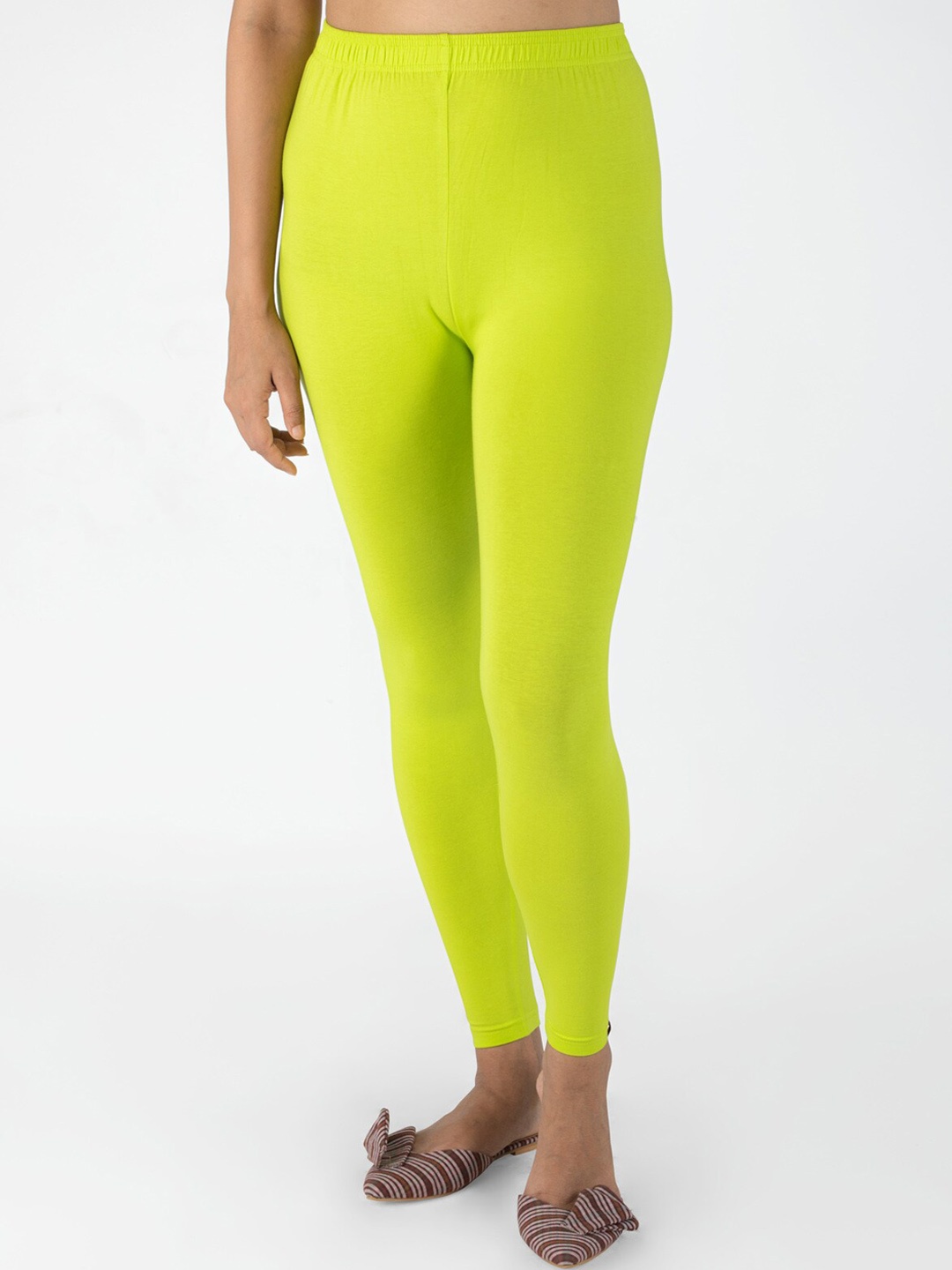 

indian flower Women Ankle Length Leggings, Lime green