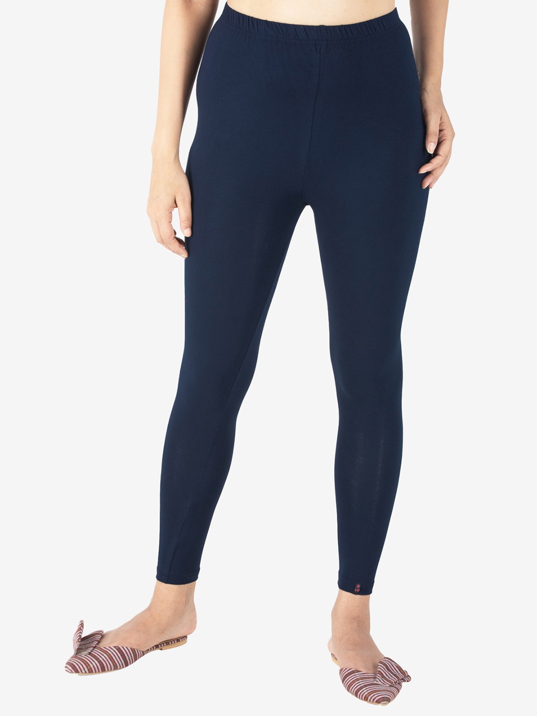 

indian flower Women Ankle Length Leggings, Navy blue