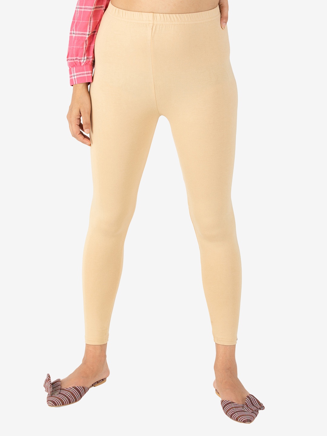 

indian flower Women Ankle Length Leggings, Beige