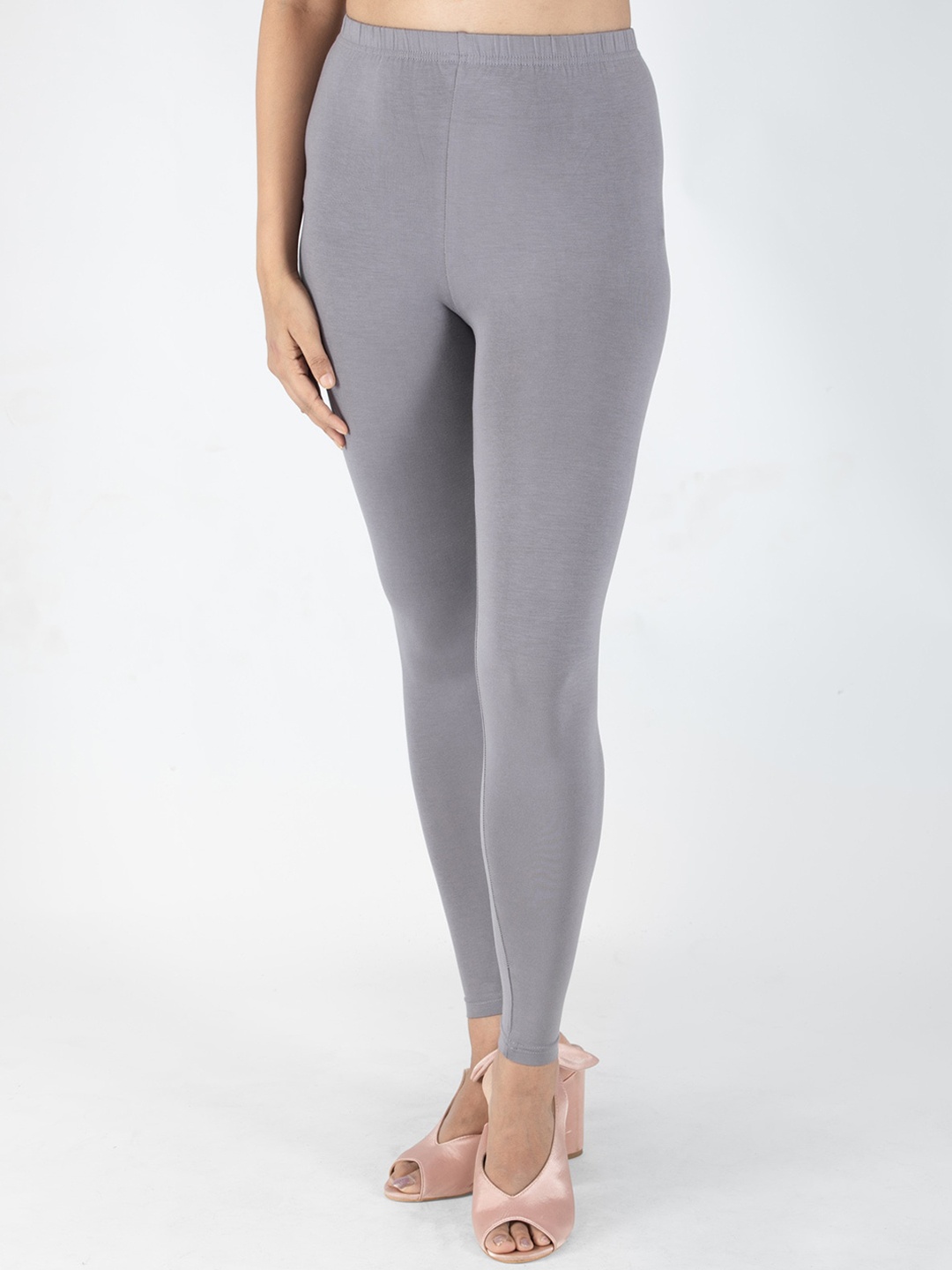 

indian flower Women Solid Ankle Length Leggings, Grey