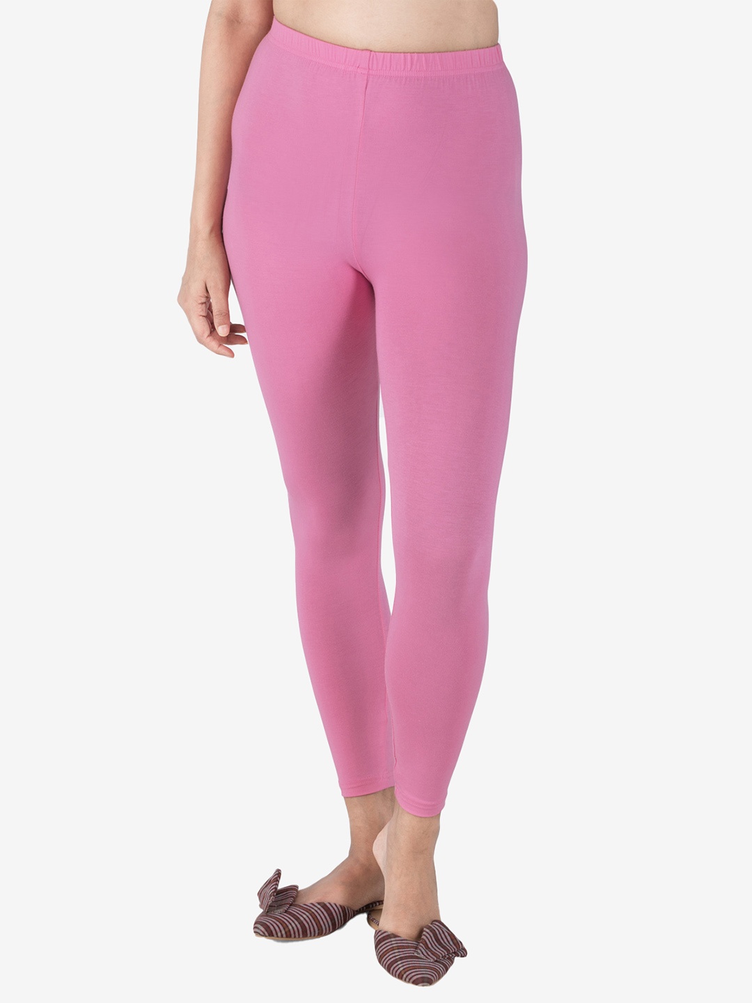 

indian flower Women Solid Ankle Length Leggings, Pink