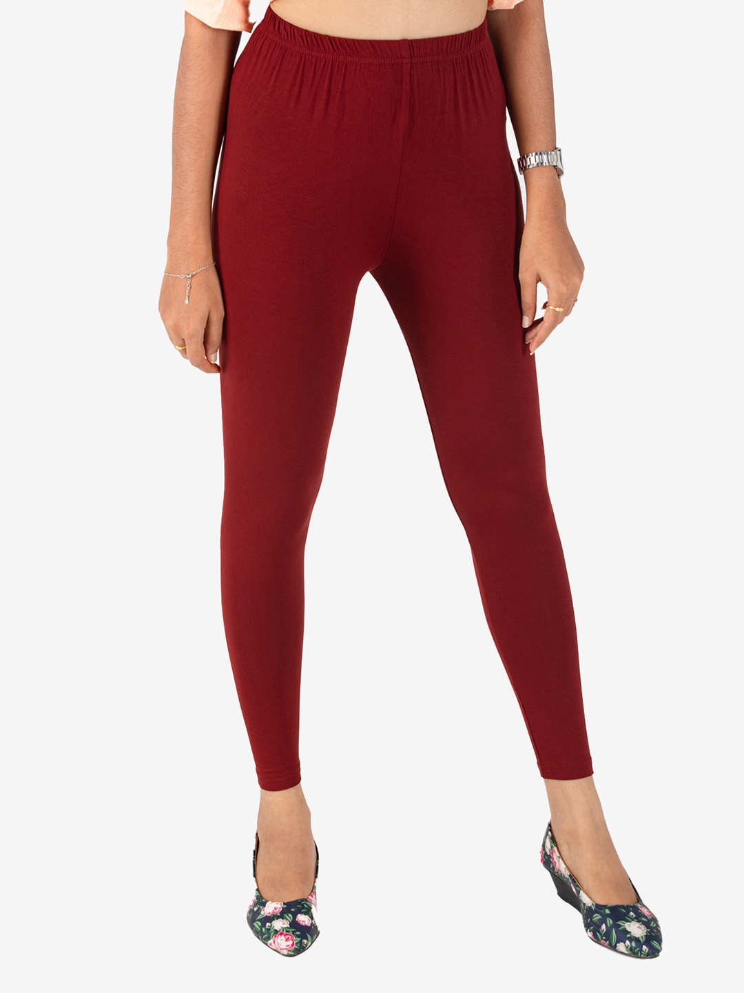

indian flower Women Ankle-Length Legging, Brown