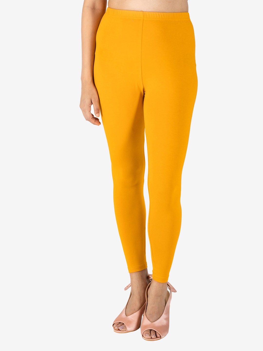 

indian flower Women Solid Ankle Length Leggings, Yellow