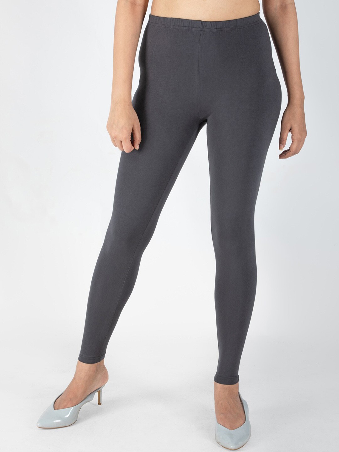 

indian flower Women Solid Ankle Length Leggings, Grey