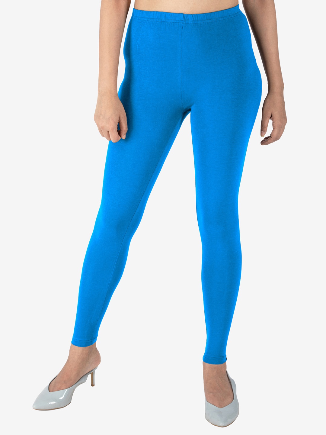 

indian flower Women Solid Ankle Length Leggings, Blue
