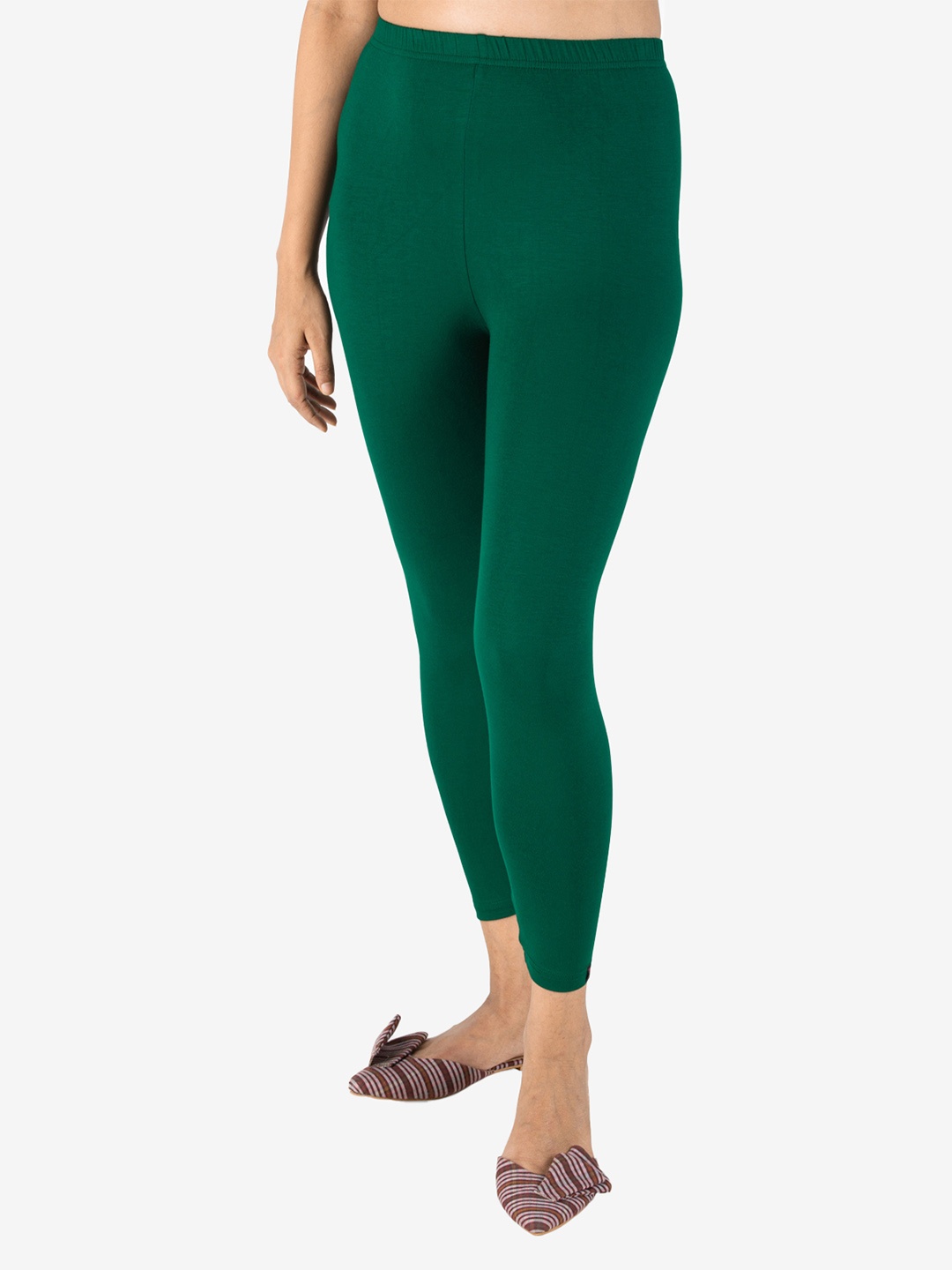 

indian flower Women Solid Ankle Length Leggings, Green