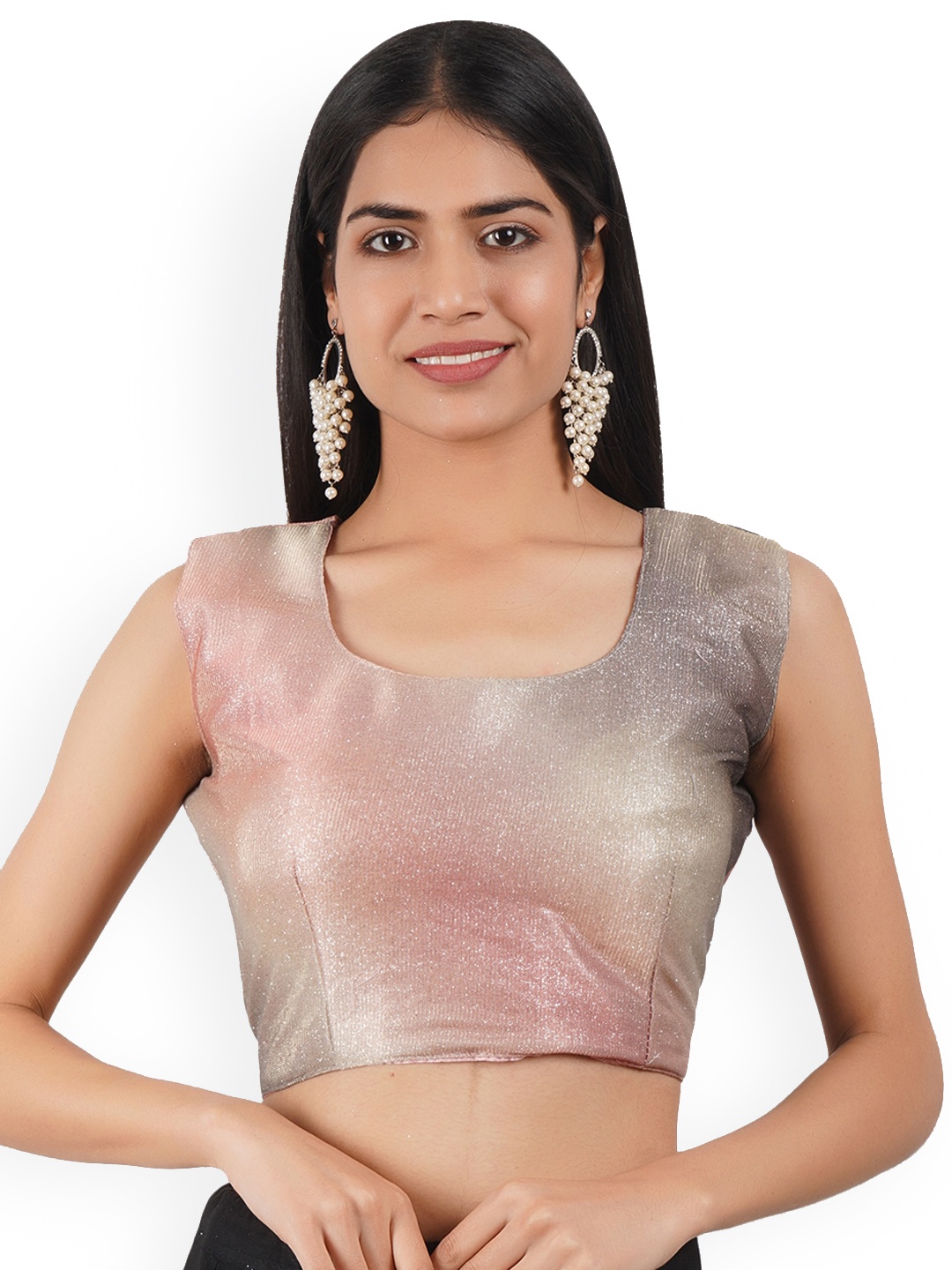 

Trendzmy Embellished Round Neck Saree Blouse, Grey
