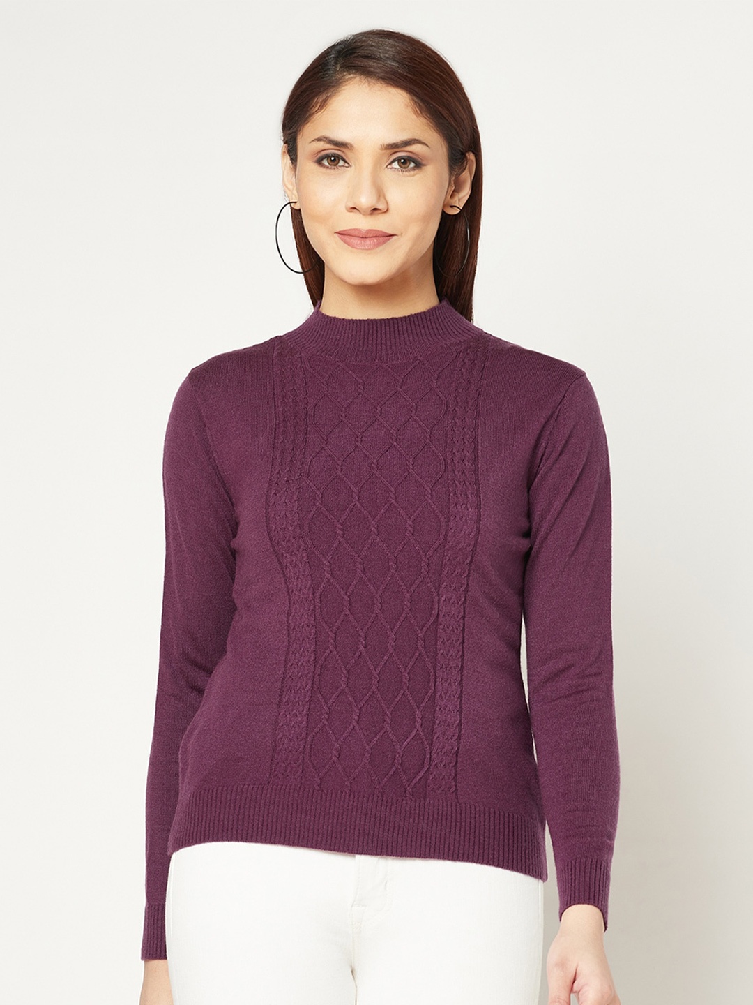 

Knitstudio Women Cable Knit Acrylic Pullover, Purple