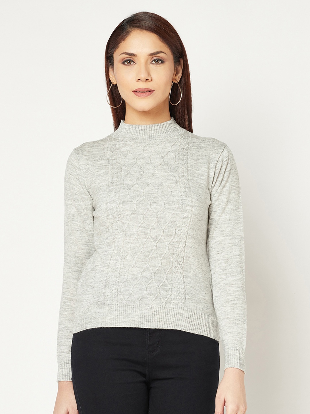 

Knitstudio Women Cable Knit Acrylic Pullover, Grey