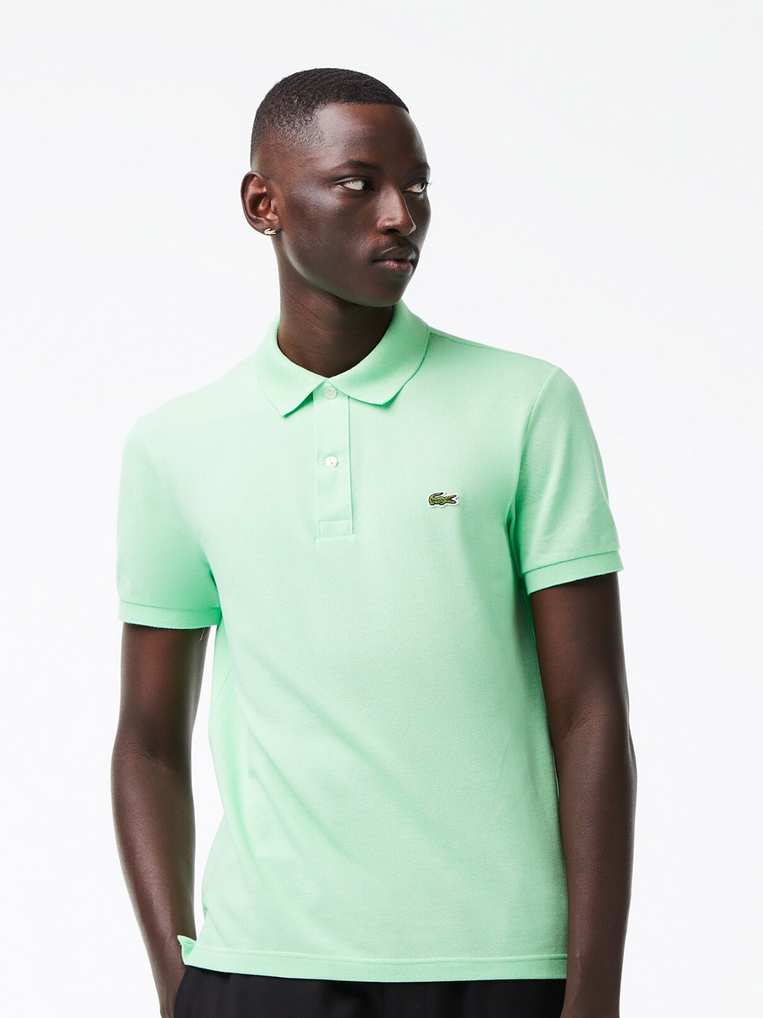 

Lacoste Men Pure Cotton Polo Collar Slim Fit T-shirt, Green