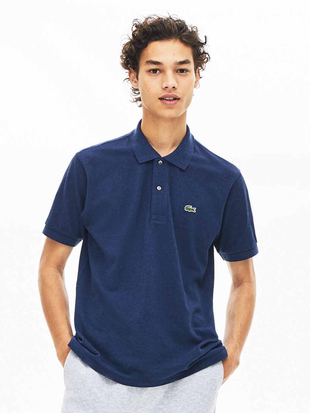 

Lacoste Men Cotton Regular Fit Polo Collar T-shirt, Navy blue