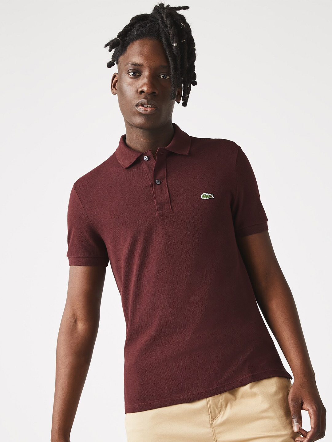 

Lacoste Men Brown Cotton Polo Collar T-shirt