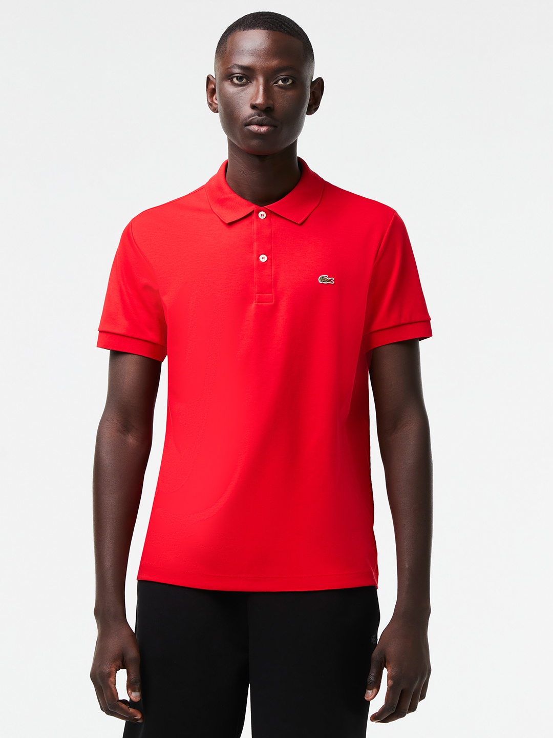 

Lacoste Men Red Cotton Polo Collar T-shirt