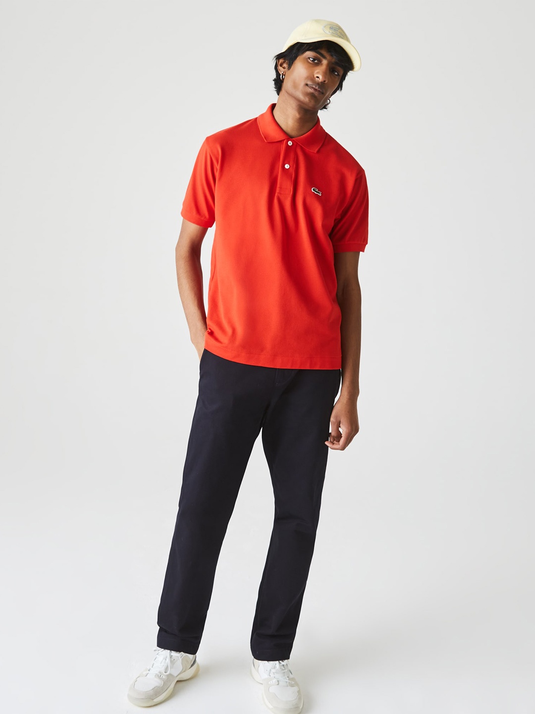 

Lacoste Men Red Cotton Polo Collar T-shirt