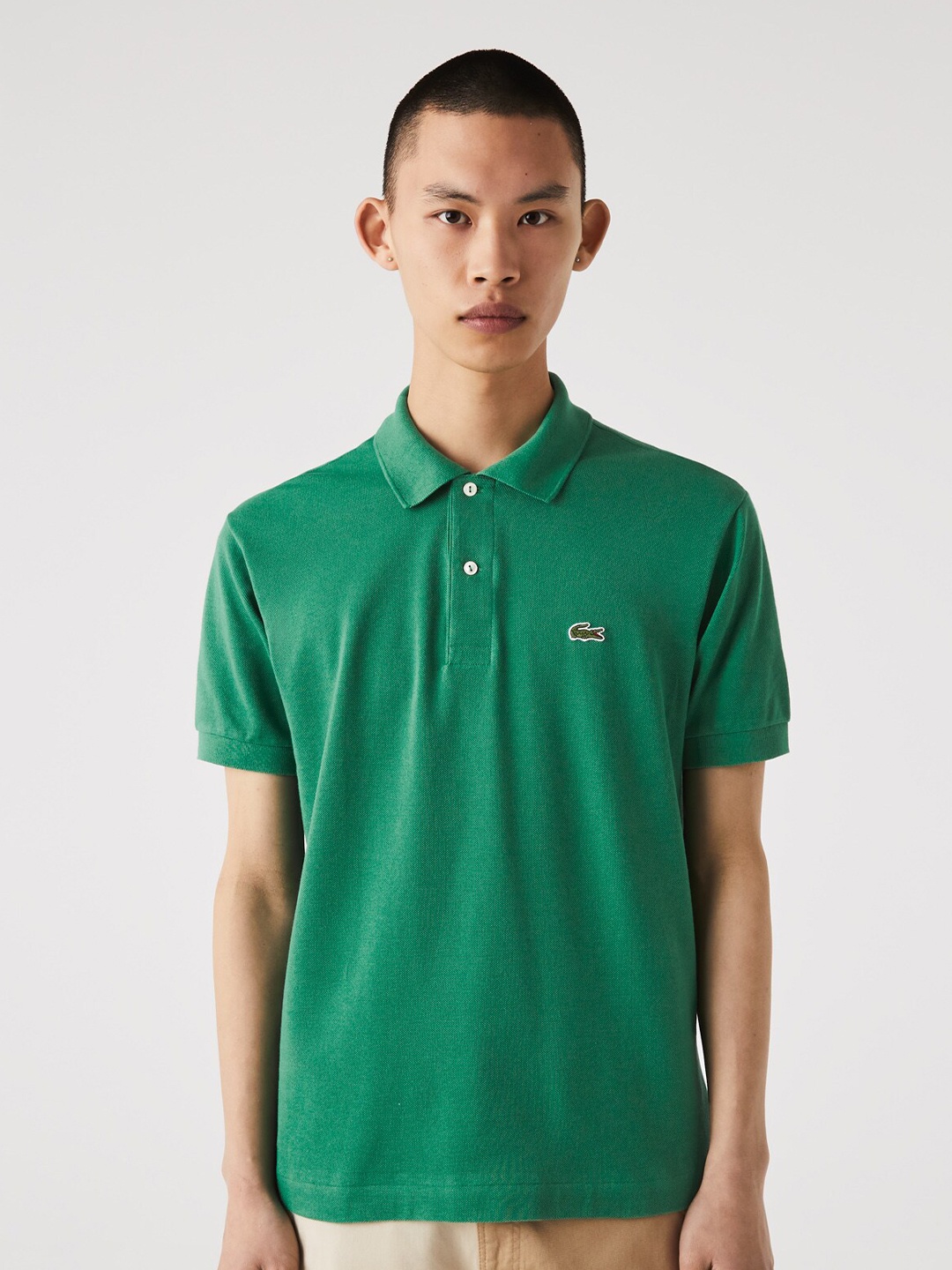

Lacoste Men Polo Collar Pure Cotton T-shirt, Green