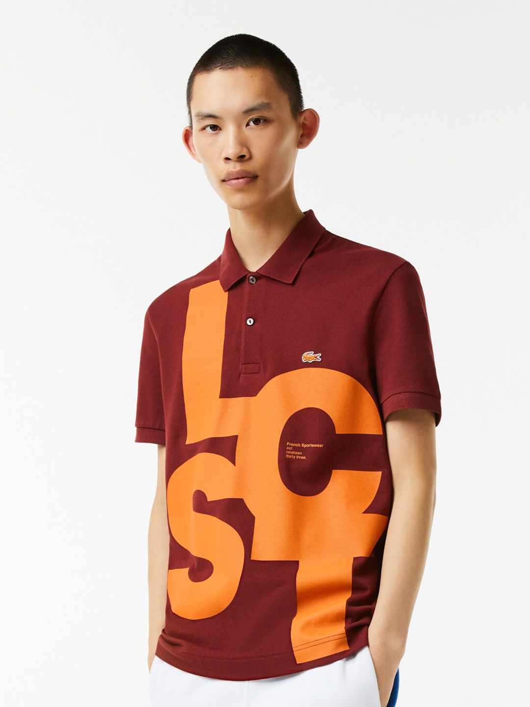 

Lacoste Men Typography Printed Polo Collar Pure Cotton T-shirt, Red