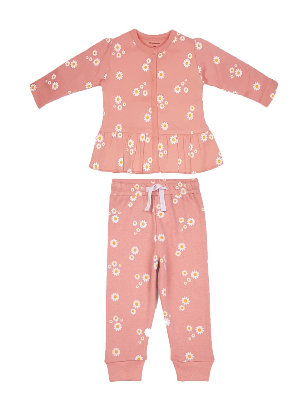 

My Milestones Girls Printed Top with Pyjamas, Peach