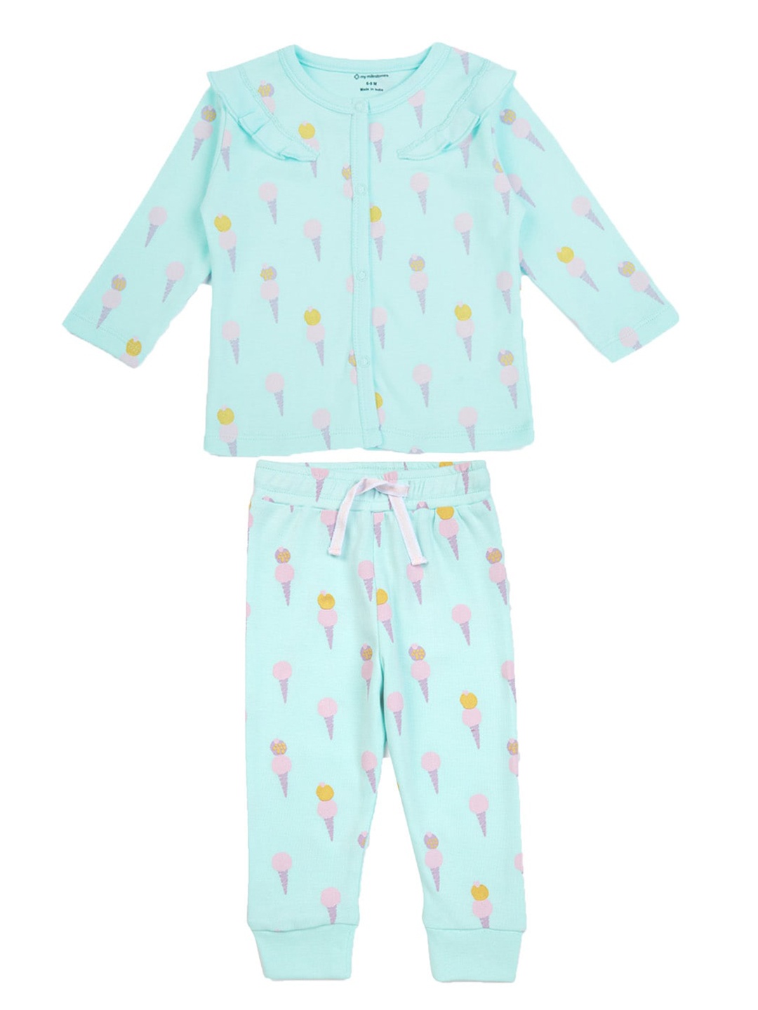 

My Milestones Girls Printed Top with Trousers, Green