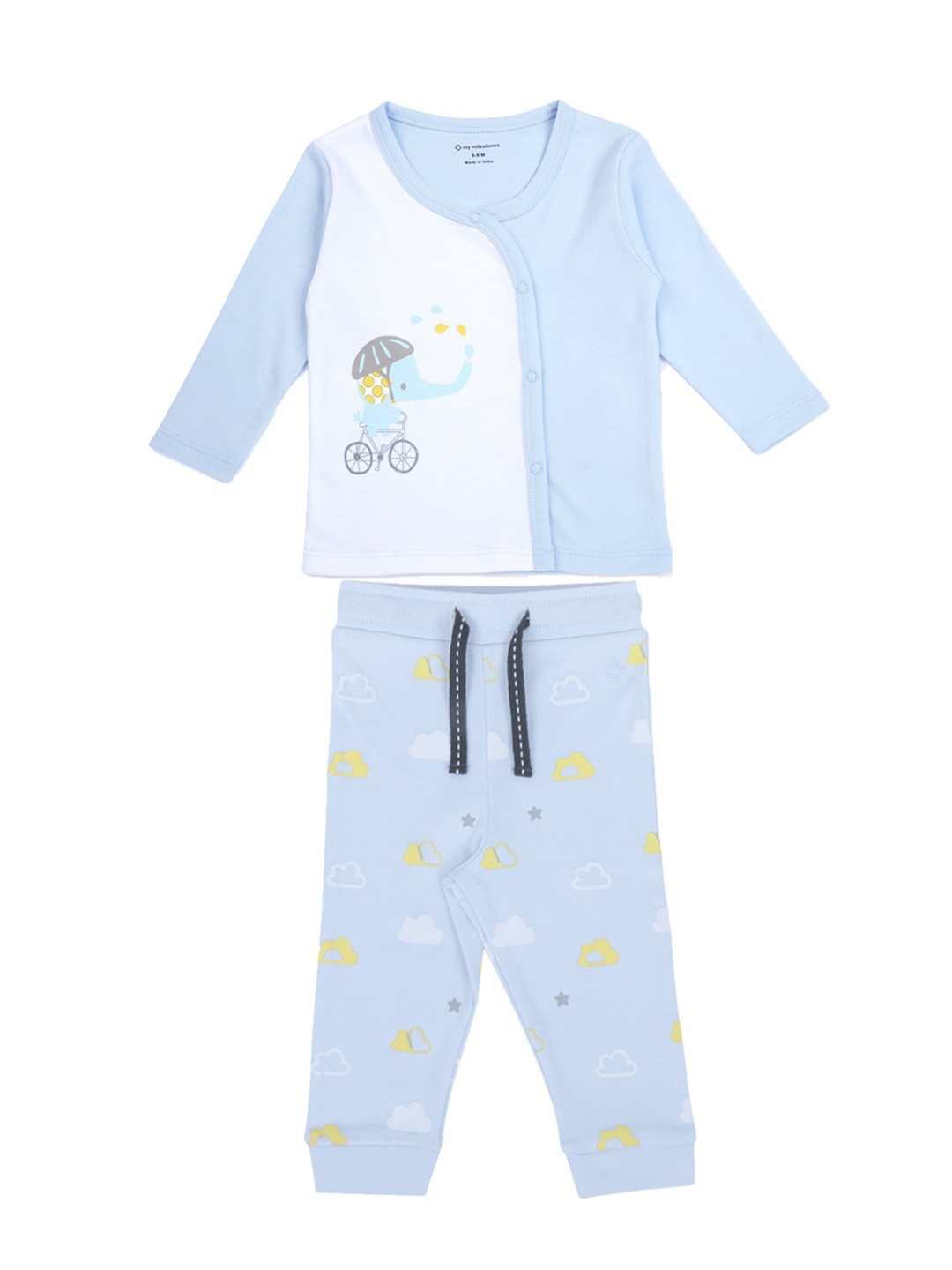 

My Milestones Boys Printed Pure Cotton T-shirt with Trousers, Blue