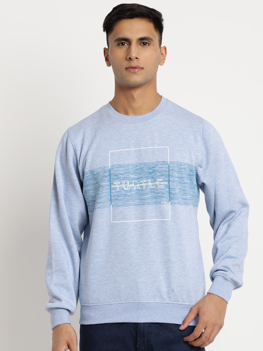 

Turtle Men Typography Printed Pullover Sweatshirt, Blue