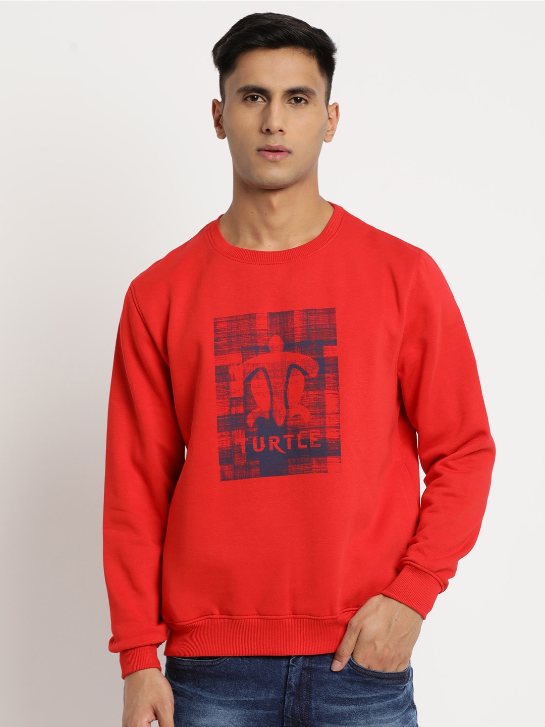 

Turtle Men Graphic Printed Pullover Sweatshirt, Coral