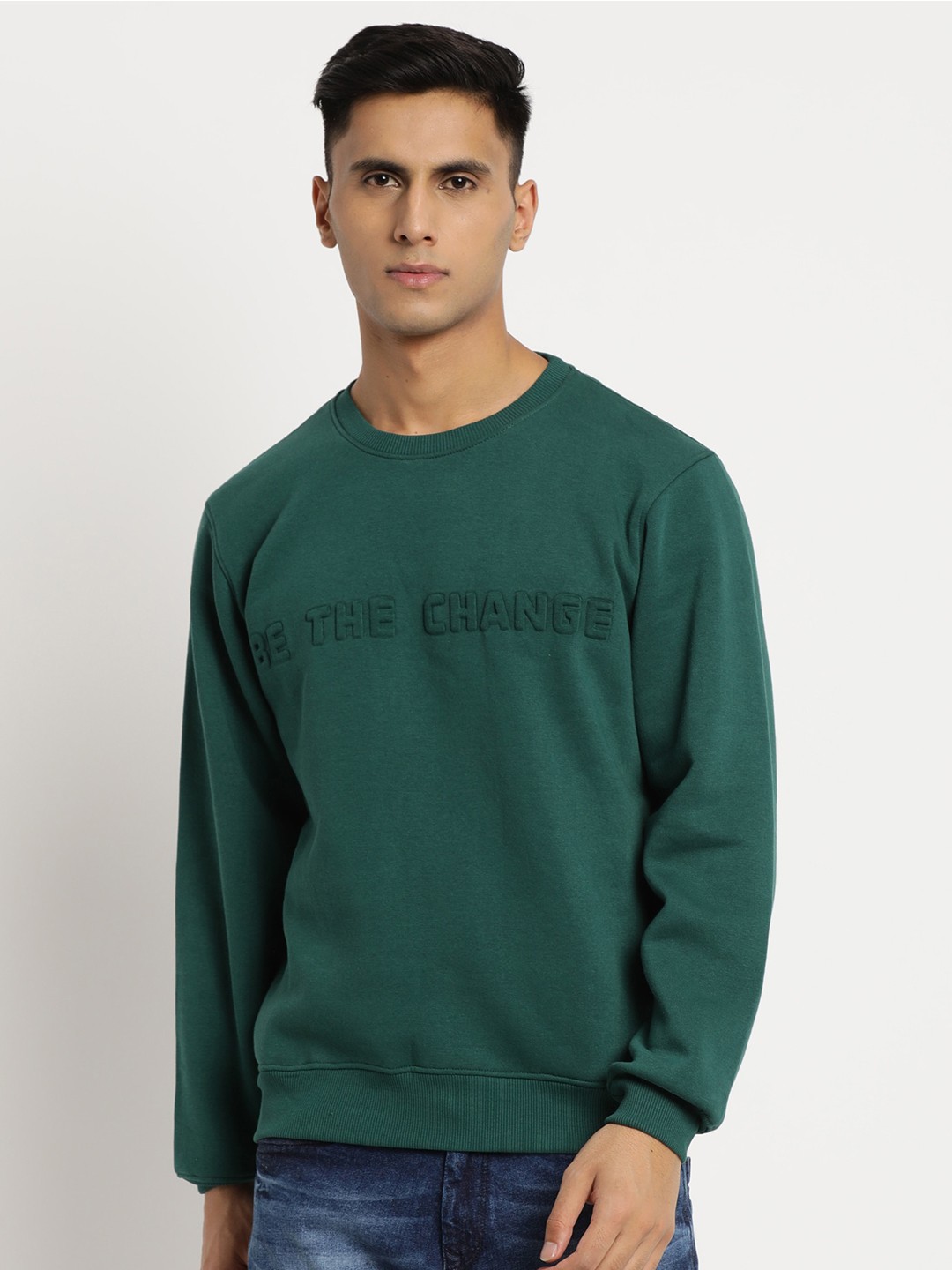 

Turtle Men Typography Printed Pullover Sweatshirt, Green