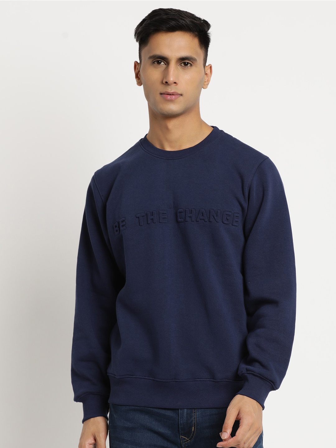 

Turtle Men Typography Printed Pullover Sweatshirt, Navy blue