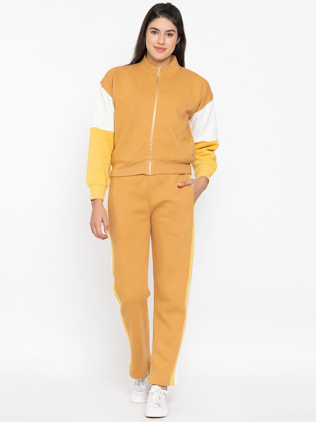 

FEMEA Colourblocked Fleece Tracksuits, Mustard