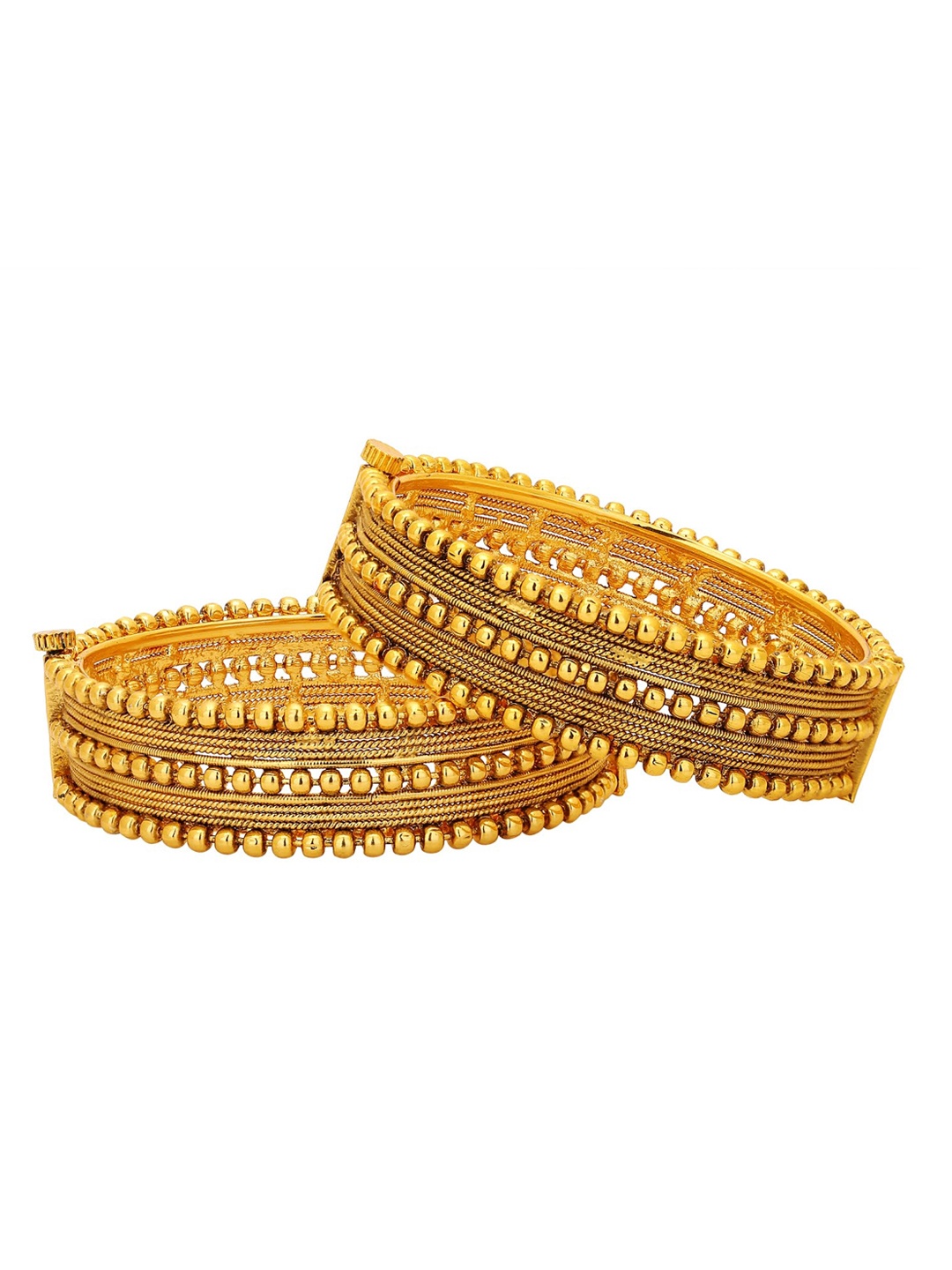 

Adwitiya Collection Set of 2 Gold-Plated 24CT Ethnic Royal Antique Bangles