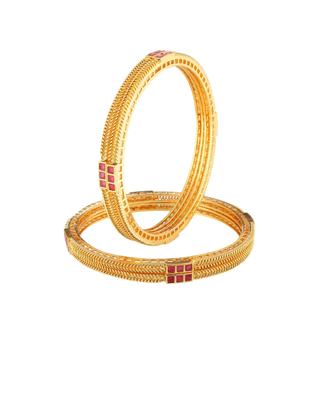

Adwitiya Collection Set Of 4 24 CT Gold-Plated & Stone-Studded Bangles