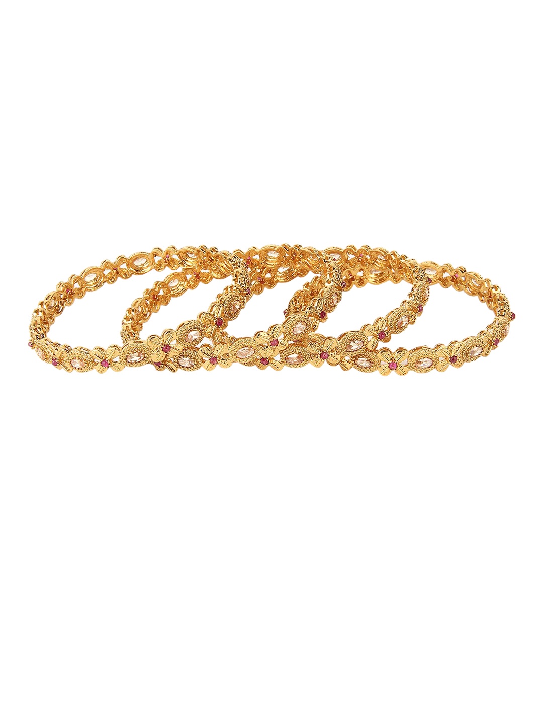 

Adwitiya Collection Set of 4 24k Gold-Plated Stone-Studded Bangles