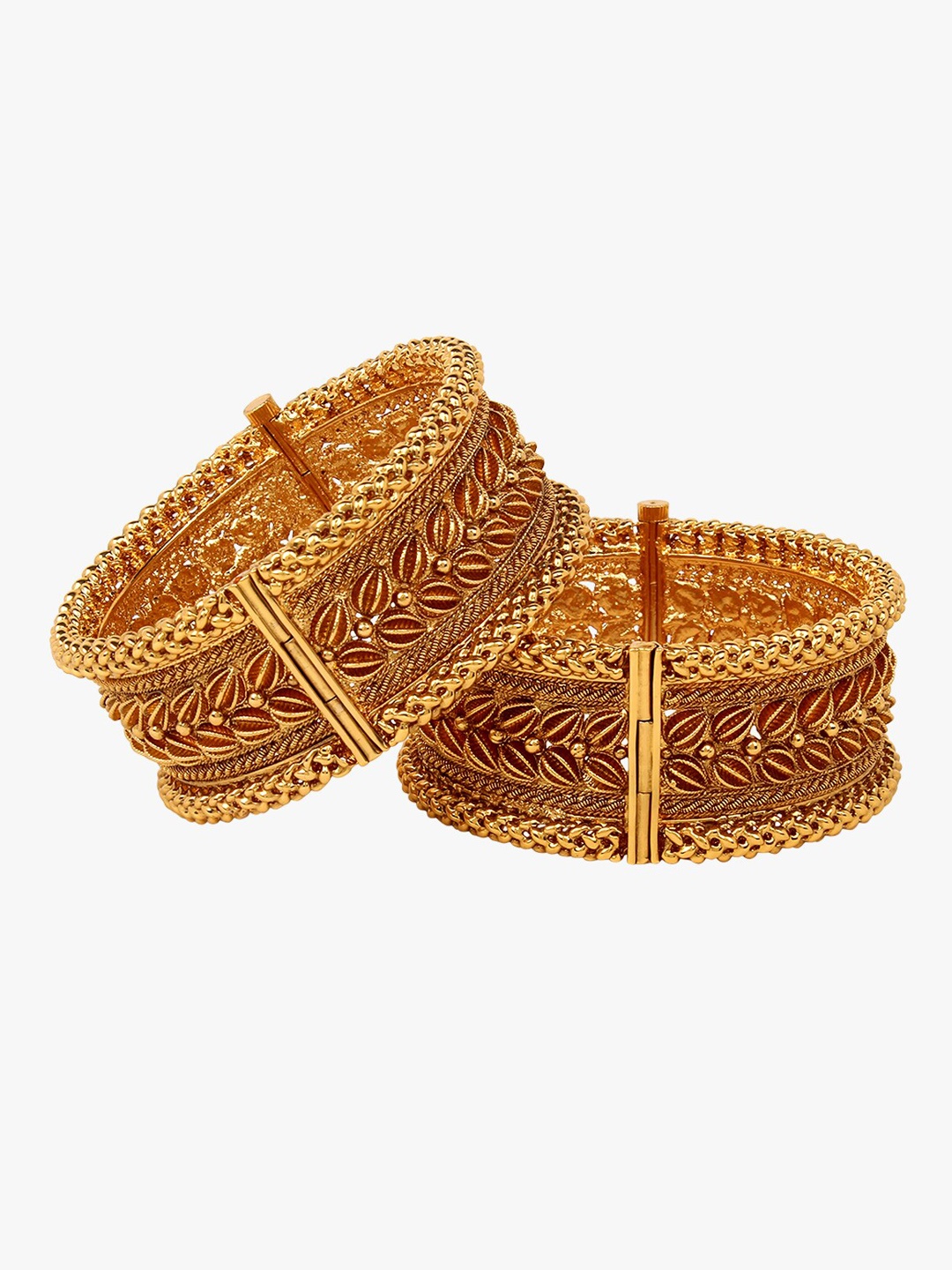 

Adwitiya Collection Set of 4 24k Gold-Plated Stone-Studded Beaded Bangles