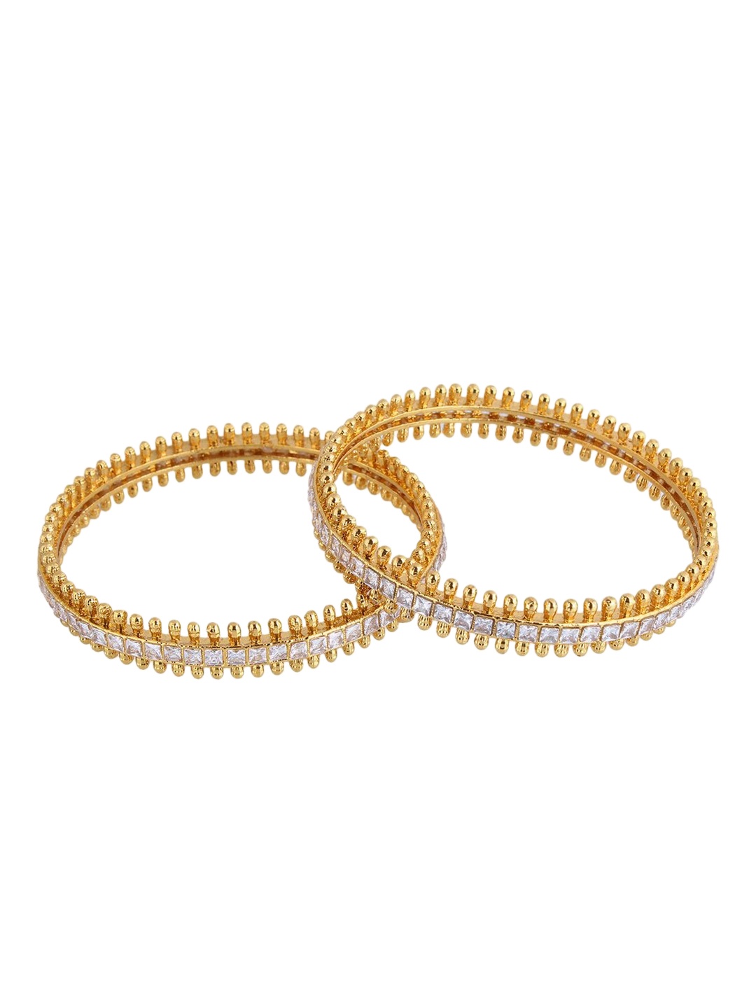 

Adwitiya Collection Set of 2 24CT Gold-Plated Stone Studded Bangle