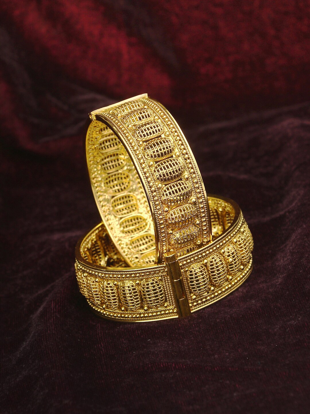 

Adwitiya Collection Set Of 2 24 CT Gold-Plated Bangles
