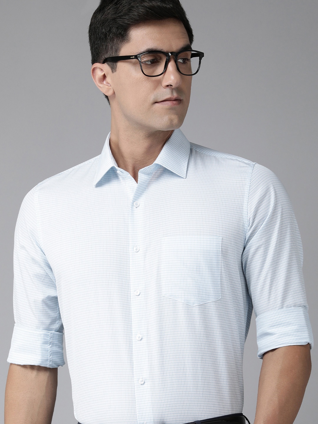 

Van Heusen Men Slim Fit Micro Checked Pure Cotton Formal Shirt, White