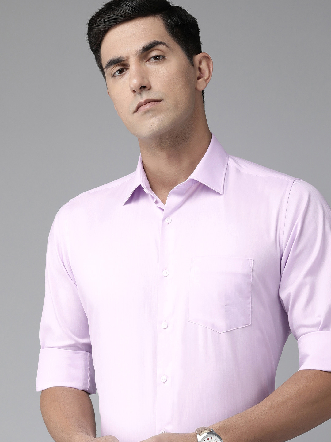 

Van Heusen Men Pure Cotton Striped Long Sleeves Formal Shirt, Lavender