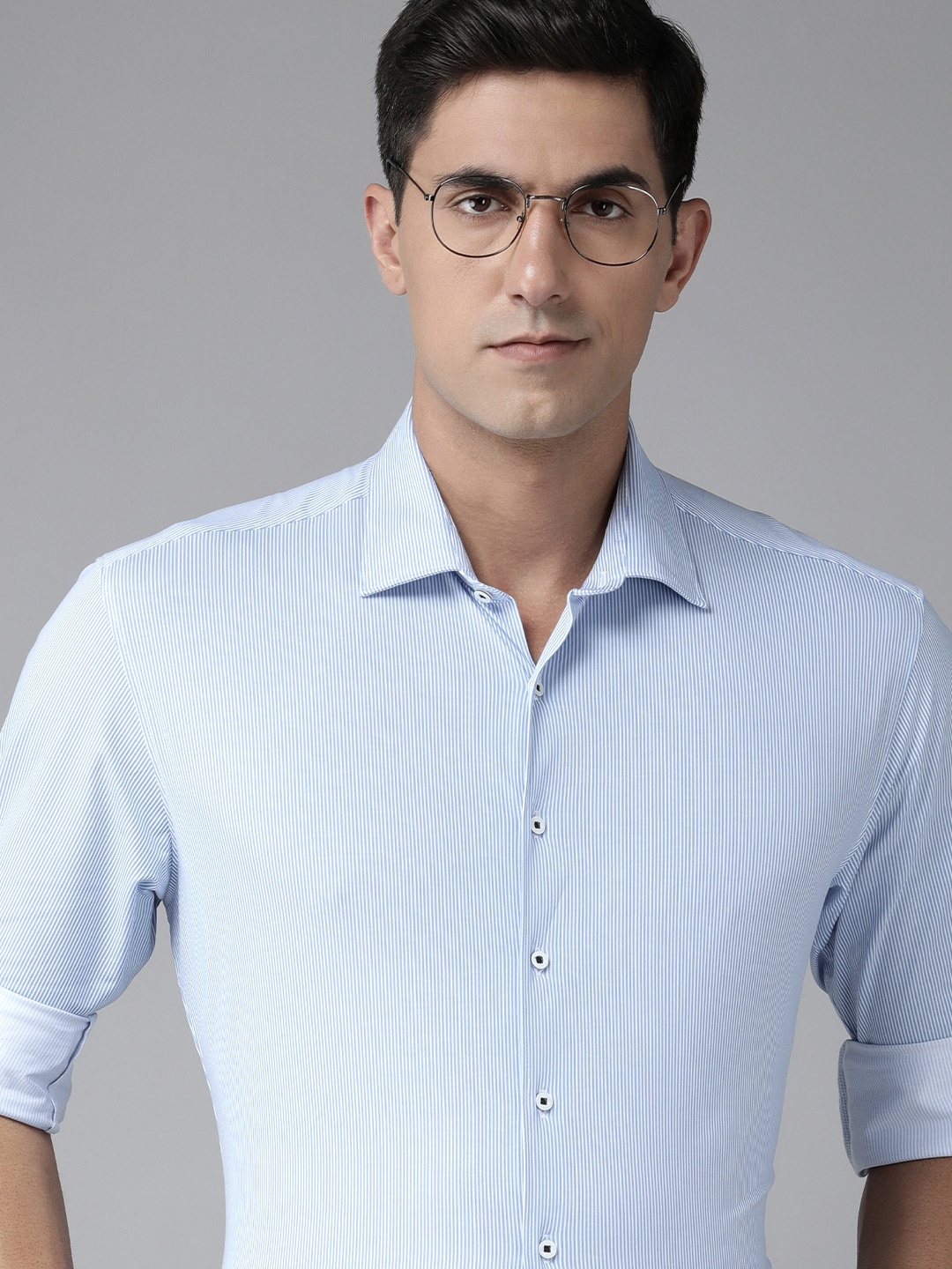 

Van Heusen Men Striped Slim Fit Striped Formal Shirt, Blue