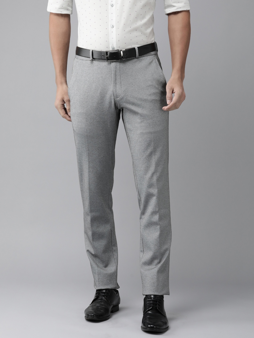 

Van Heusen Men Solid Formal Trousers, Grey