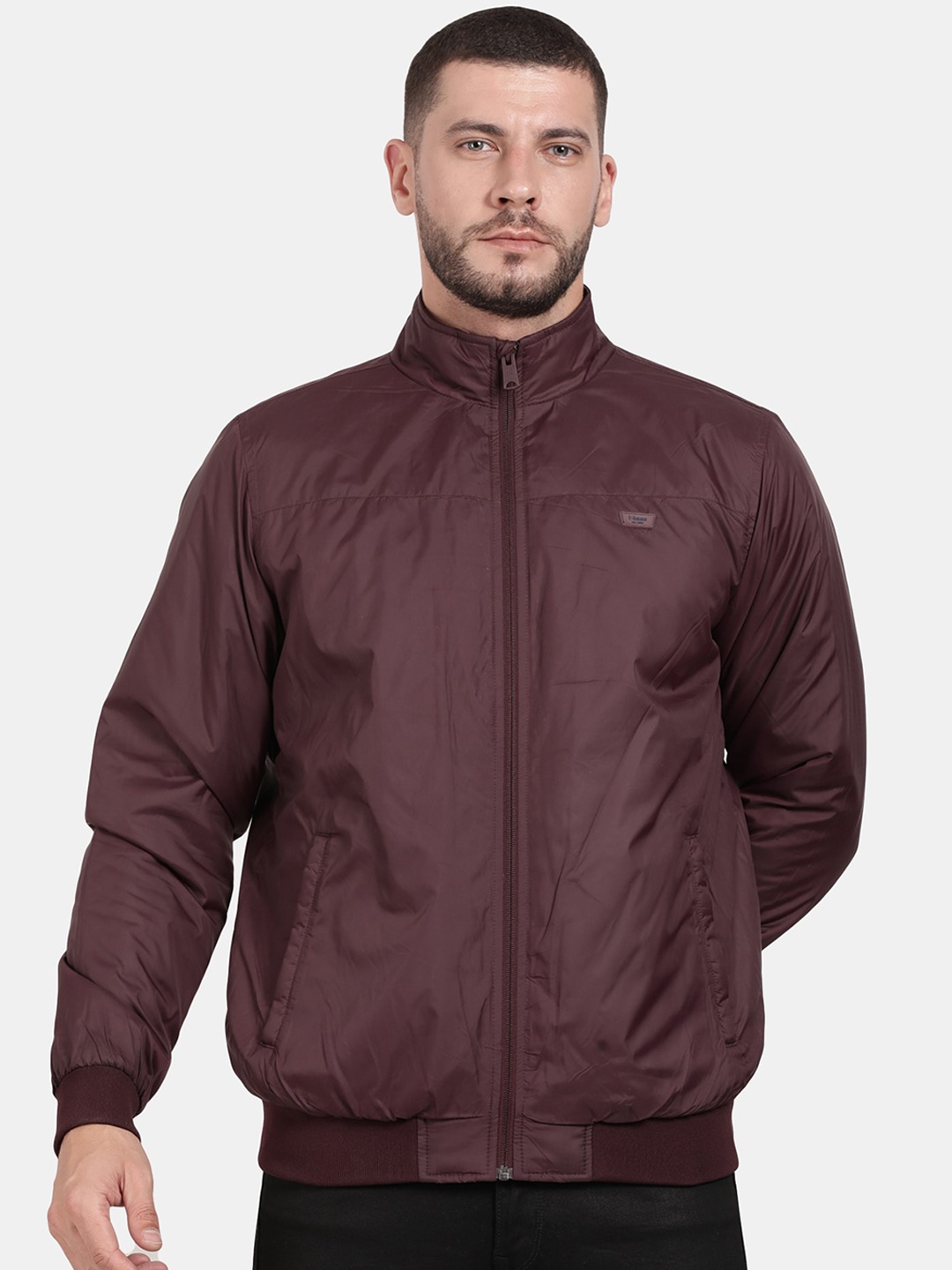 

t-base Men Windcheater Bomber Jacket, Burgundy