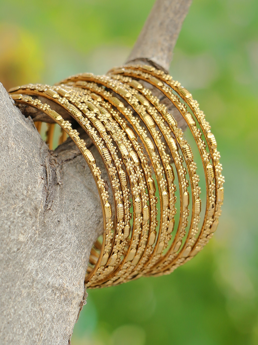 

Adwitiya Set of 12 24 CT Gold-Plated Handcrafted Bangles