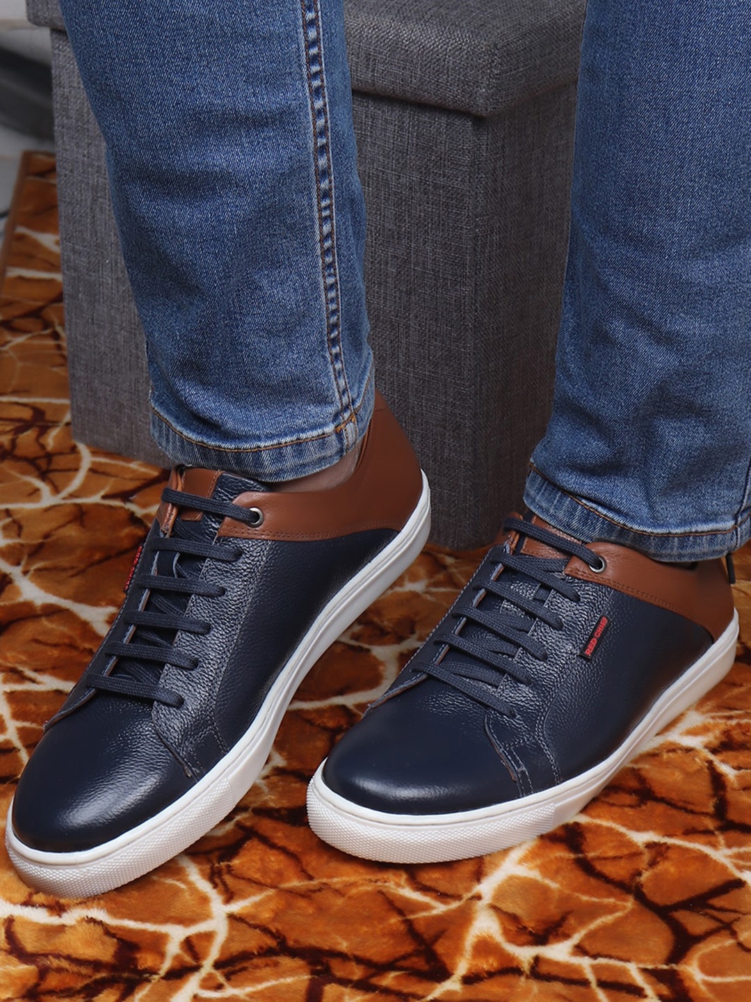 

Red Chief Men Colourblocked Leather Sneakers, Blue
