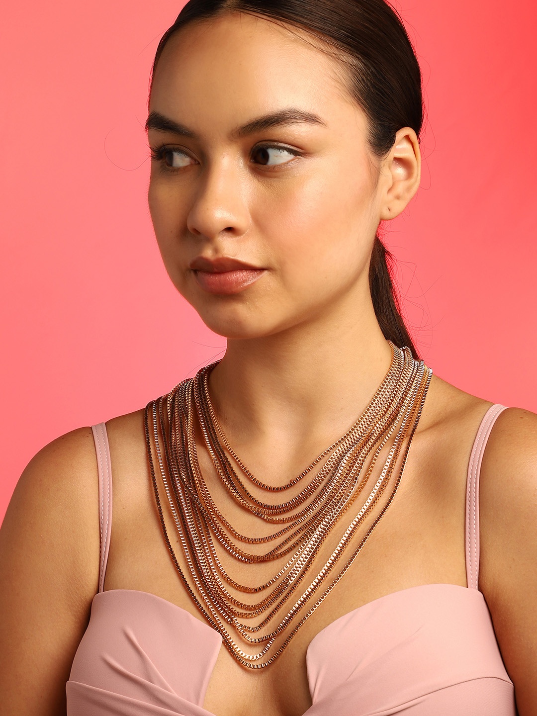 

SOHI Rose Gold-Plated Layered Chain