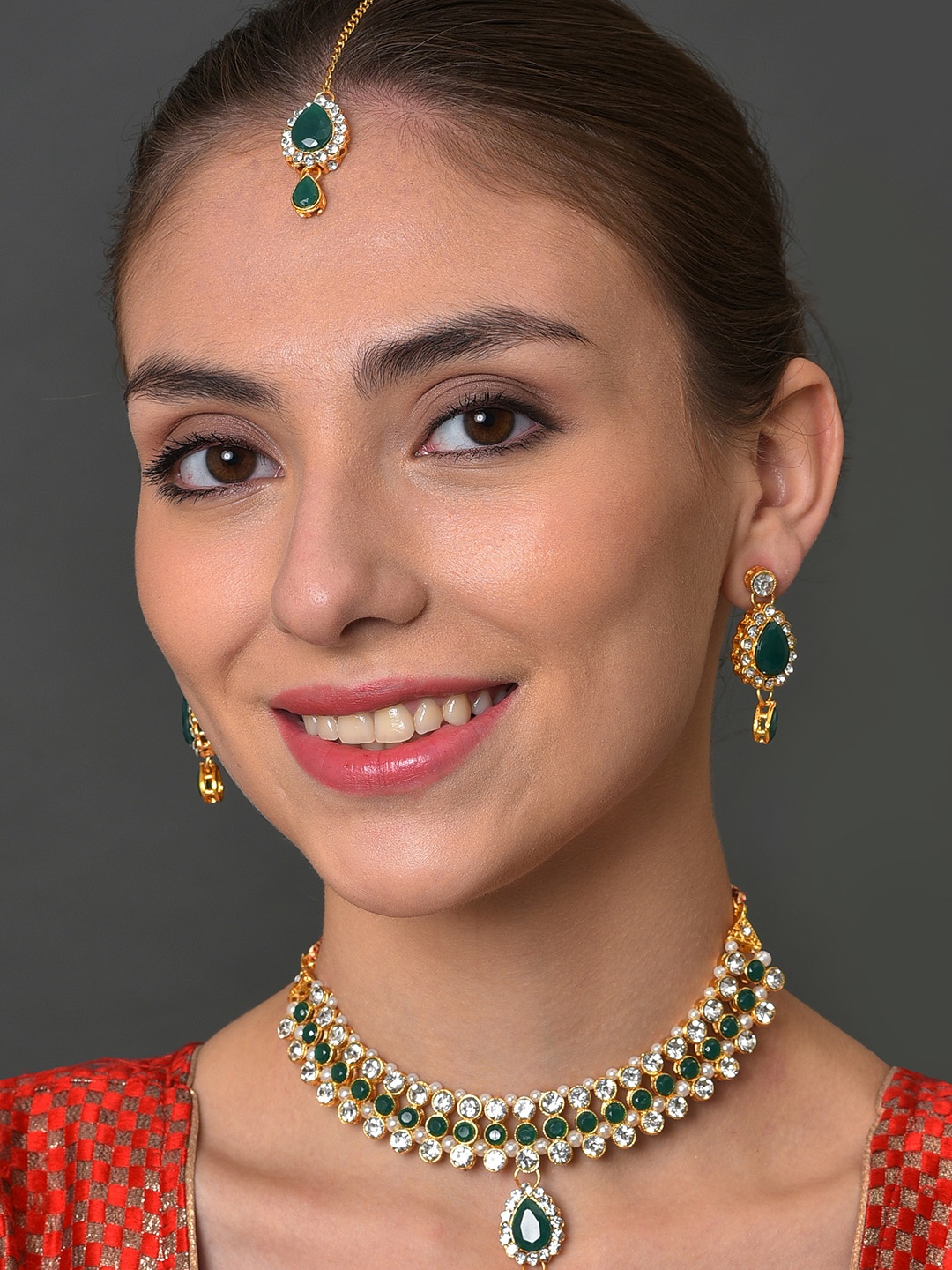 

SOHI Gold-Plated Stone-Studded Jewellery Set