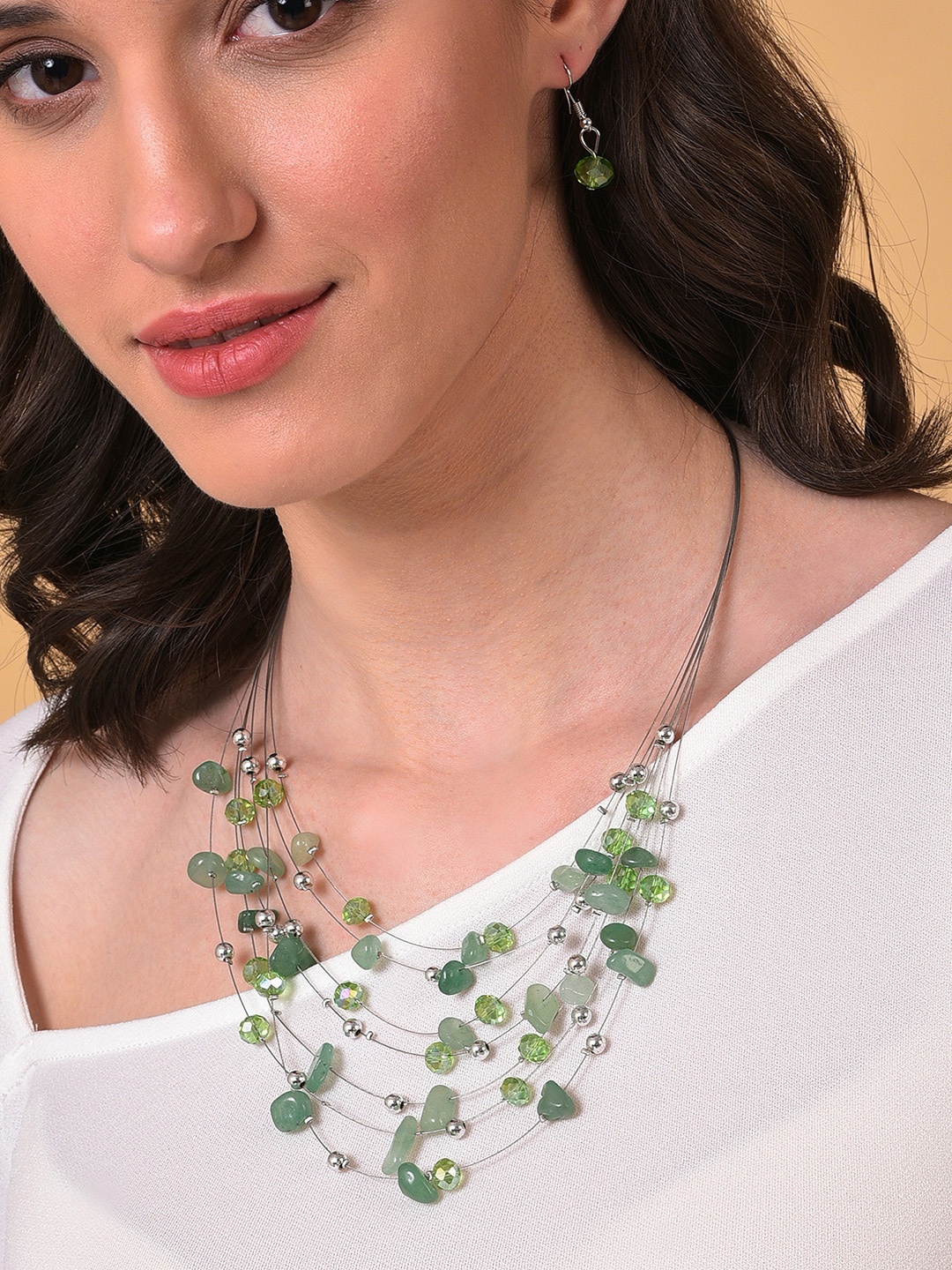 

SOHI Silver-Plated & Stone Studded Jewellery Set