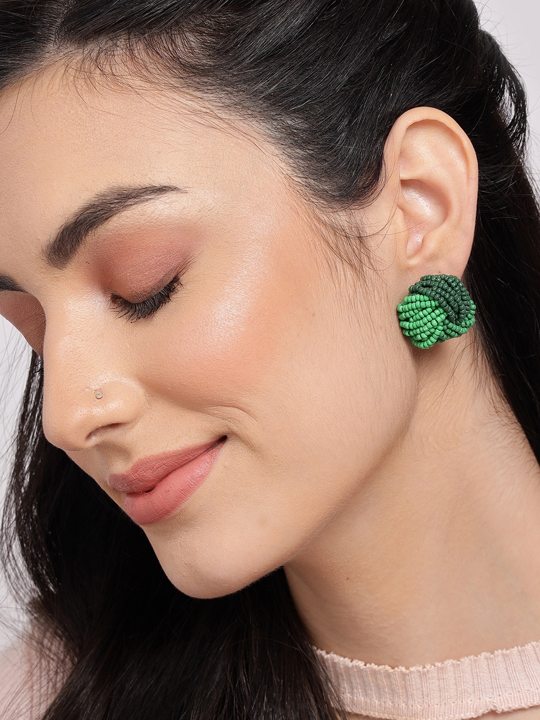 

SOHI Gold-Plated Contemporary Studs Earrings, Green