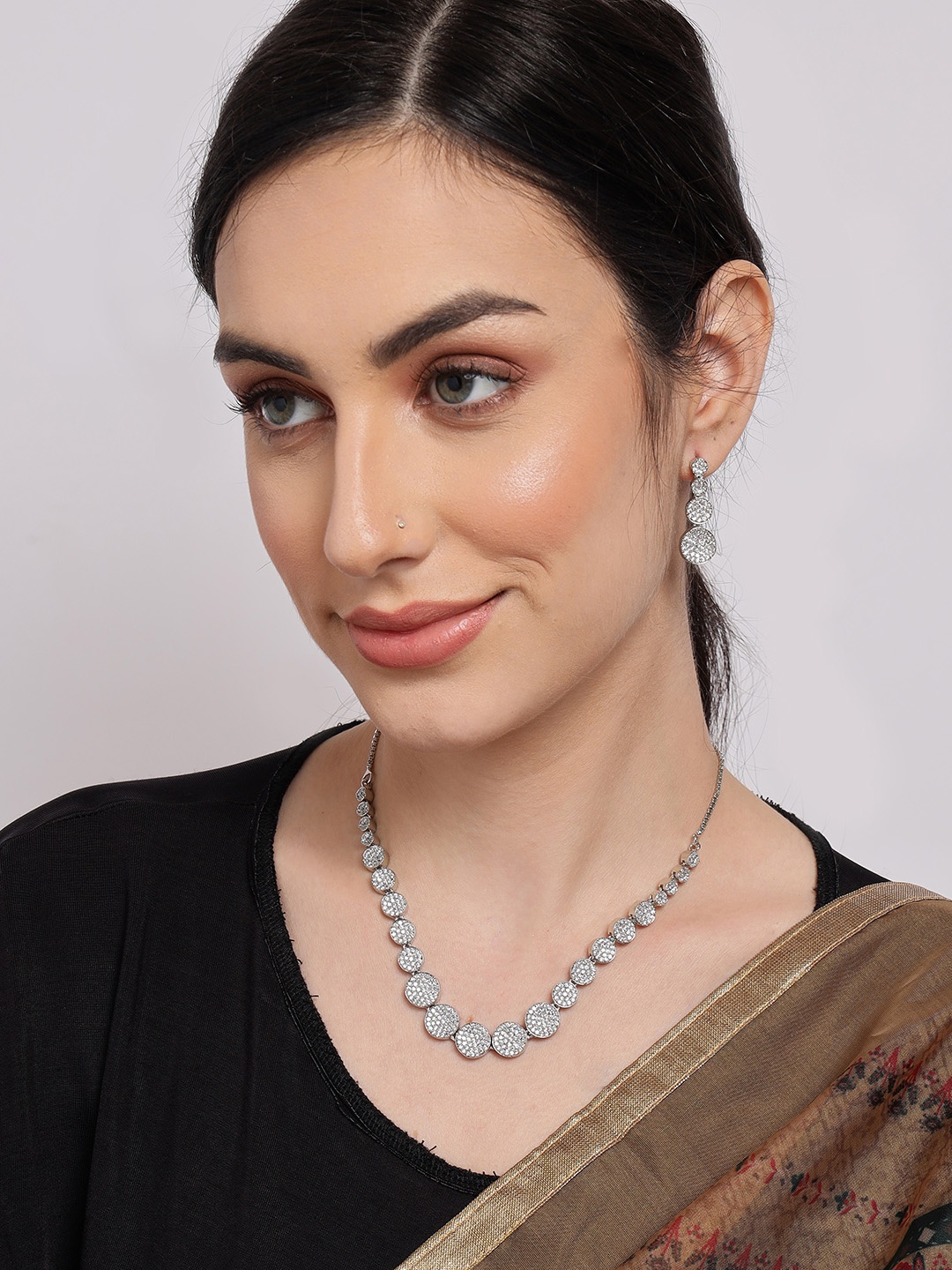 

SOHI Silver Plated AD Studded Jewellery Set