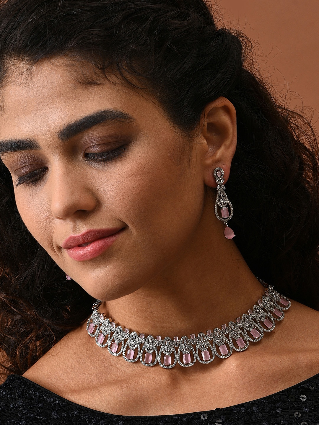 

SOHI Silver Plated Stone-Studded Jewellery Set