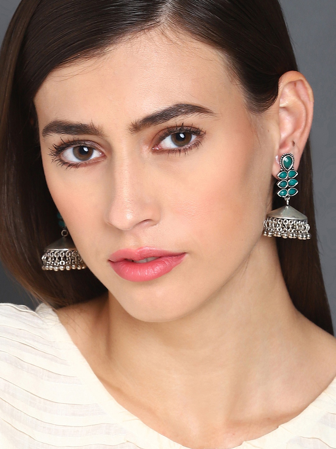 

SOHI Silver Plated Contemporary Jhumkas Earrings