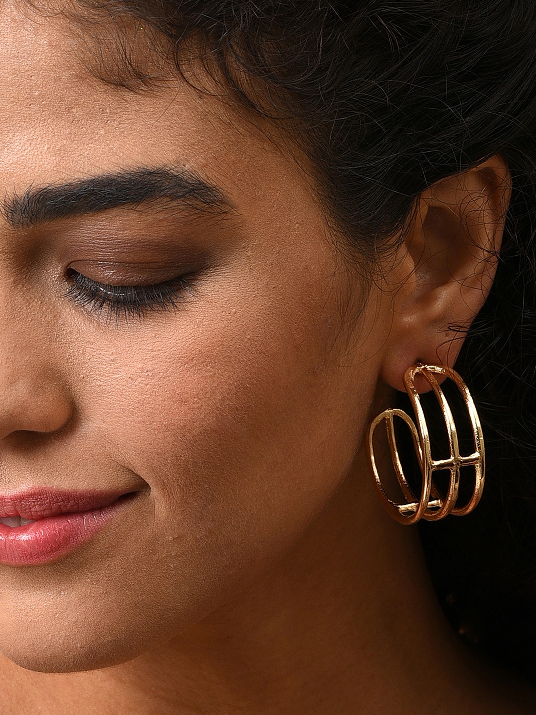 

SOHI Gold Plated Contemporary Half Hoop Earrings